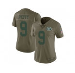 Women Nike New York Jets #9 Bryce Petty Olive Stitched NFL Limited 2017 Salute to Service Jersey
