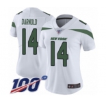 Women's New York Jets #14 Sam Darnold White Vapor Untouchable Limited Player 100th Season Football Jersey
