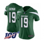 Women's New York Jets #19 Trevor Siemian Green Team Color Vapor Untouchable Limited Player 100th Season Football Jersey
