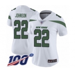 Women's New York Jets #22 Trumaine Johnson White Vapor Untouchable Limited Player 100th Season Football Jersey