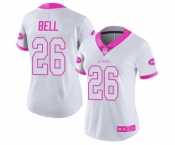 Women's New York Jets #26 Le'Veon Bell Limited White Pink Rush Fashion Football Jersey