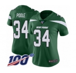Women's New York Jets #34 Brian Poole Green Team Color Vapor Untouchable Limited Player 100th Season Football Jersey