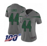 Women's New York Jets #44 Harvey Langi Limited Gray Inverted Legend 100th Season Football Jersey