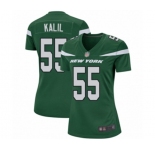 Women's New York Jets #55 Ryan Kalil Game Green Team Color Football Jersey