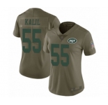 Women's New York Jets #55 Ryan Kalil Limited Olive 2017 Salute to Service Football Jersey