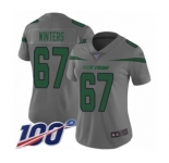 Women's New York Jets #67 Brian Winters Limited Gray Inverted Legend 100th Season Football Jersey