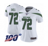 Women's New York Jets #72 Brandon Shell White Vapor Untouchable Limited Player 100th Season Football Jersey