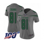 Women's New York Jets #81 Quincy Enunwa Limited Gray Inverted Legend 100th Season Football Jersey