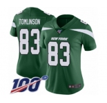 Women's New York Jets #83 Eric Tomlinson Green Team Color Vapor Untouchable Limited Player 100th Season Football Jersey