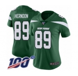 Women's New York Jets #89 Chris Herndon Green Team Color Vapor Untouchable Limited Player 100th Season Football Jersey