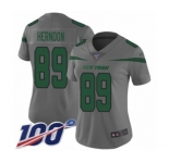 Women's New York Jets #89 Chris Herndon Limited Gray Inverted Legend 100th Season Football Jersey