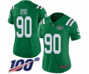 Women's New York Jets #90 Dennis Byrd Limited Green Rush Vapor Untouchable 100th Season Football Jersey