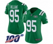 Women's New York Jets #95 Quinnen Williams Limited Green Rush Vapor Untouchable 100th Season Football Jersey