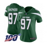 Women's New York Jets #97 Nathan Shepherd Green Team Color Vapor Untouchable Limited Player 100th Season Football Jersey