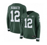 Women's Nike New York Jets #12 Joe Namath Limited Green Therma Long Sleeve NFL Jersey