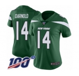Women's Nike New York Jets #14 Sam Darnold Green Team Color Vapor Untouchable Limited Player 100th Season NFL Jersey