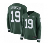 Women's Nike New York Jets #19 Keyshawn Johnson Limited Green Therma Long Sleeve NFL Jersey