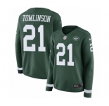 Women's Nike New York Jets #21 LaDainian Tomlinson Limited Green Therma Long Sleeve NFL Jersey