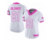 Women's Nike New York Jets #21 Marcus Gilchrist Limited White Pink Rush Fashion NFL Jersey