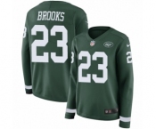 Women's Nike New York Jets #23 Terrence Brooks Limited Green Therma Long Sleeve NFL Jersey