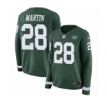Women's Nike New York Jets #28 Curtis Martin Limited Green Therma Long Sleeve NFL Jersey