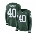 Women's Nike New York Jets #40 Trenton Cannon Limited Green Therma Long Sleeve NFL Jersey