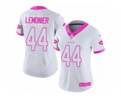 Women's Nike New York Jets #44 Corey Lemonier Limited White Pink Rush Fashion NFL Jersey