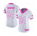 Women's Nike New York Jets #64 Travis Swanson Limited White Pink Rush Fashion NFL Jersey