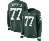 Women's Nike New York Jets #77 James Carpenter Limited Green Therma Long Sleeve NFL Jersey