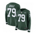 Women's Nike New York Jets #79 Brent Qvale Limited Green Therma Long Sleeve NFL Jersey