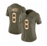 Women's Nike New York Jets #8 Cairo Santos Limited Olive Gold 2017 Salute to Service NFL Jersey