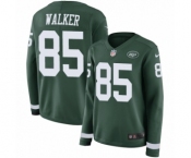 Women's Nike New York Jets #85 Wesley Walker Limited Green Therma Long Sleeve NFL Jersey
