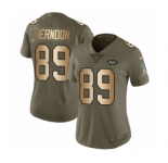 Women's Nike New York Jets #89 Chris Herndon Limited Olive Gold 2017 Salute to Service NFL Jersey