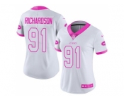 Women's Nike New York Jets #91 Sheldon Richardson White Pink Stitched NFL Limited Rush Fashion Jersey