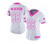 Women's Nike New York Jets #96 Muhammad Wilkerson White Pink Stitched NFL Limited Rush Fashion Jersey