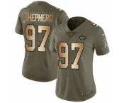 Women's Nike New York Jets #97 Nathan Shepherd Limited Olive Gold 2017 Salute to Service NFL Jersey