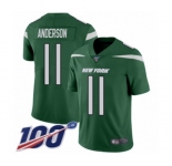 Youth New York Jets #11 Robby Anderson Green Team Color Vapor Untouchable Limited Player 100th Season Football Jersey