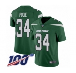 Youth New York Jets #34 Brian Poole Green Team Color Vapor Untouchable Limited Player 100th Season Football Jersey