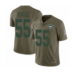 Youth New York Jets #55 Ryan Kalil Limited Olive 2017 Salute to Service Football Jersey