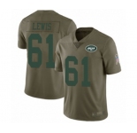 Youth New York Jets #61 Alex Lewis Limited Olive 2017 Salute to Service Football Jersey