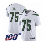 Youth New York Jets #75 Chuma Edoga White Vapor Untouchable Limited Player 100th Season Football Jersey