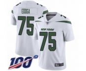 Youth New York Jets #75 Chuma Edoga White Vapor Untouchable Limited Player 100th Season Football Jersey