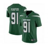 Youth New York Jets #91 Bronson Kaufusi Green Team Color Vapor Untouchable Limited Player Football Jersey