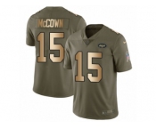 Youth Nike New York Jets #15 Josh McCown Limited Olive Gold 2017 Salute to Service NFL Jersey
