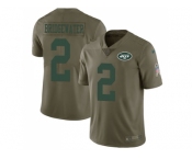 Youth Nike New York Jets #2 Teddy Bridgewater Olive Stitched NFL Limited 2017 Salute to Service Jersey