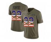 Youth Nike New York Jets #22 Matt Forte Limited Olive USA Flag 2017 Salute to Service NFL Jersey