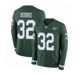 Youth Nike New York Jets #32 Juston Burris Limited Green Therma Long Sleeve NFL Jersey
