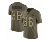 Youth Nike New York Jets #36 Rashard Robinson Limited Olive Camo 2017 Salute to Service NFL Jersey
