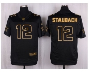 Nike Dallas Cowboys #12 Roger Staubach Black Pro Line Gold Collection Jersey[Elite]