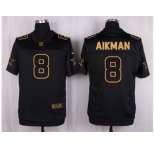 Nike Dallas Cowboys #8 Troy Aikman Black Pro Line Gold Collection Jersey[Elite]
